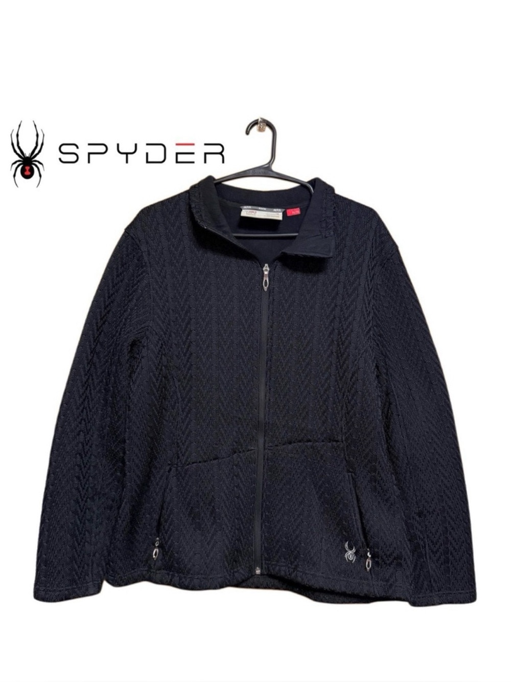 ♥️🕷️ Spyder Core Cable Knit Zip Sweater Jacket Black Luxe Minimalist XL 🕷️ ♥️